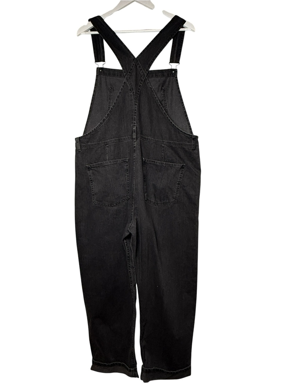 Free People X We The Free ZIGGY Overalls Mineral Black Bib Denim SZ XL Full Leng - Picture 6 of 13